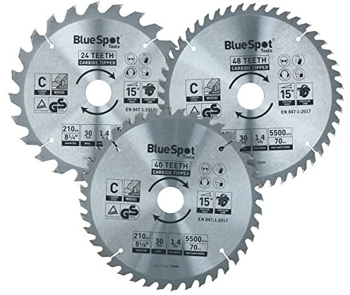 Kreissägeblatt, 210 mm x 30 mm, 24, 40, 48 Zähne, TCT-Trennscheibe, Holz, 3 Stück