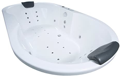 Basera® PREMIUM Indoor Podest-Whirlpool Badewanne Corvo 195 x 100 cm mit 29 Massagedüsen, Heizung, Ozongenerator, Bodenansaugung, LED-Ambiente, Touchpanel, Bluetooth, Radio