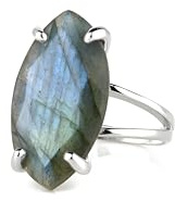 Anemone Bijoux Bague Marquise Exceptionnelle - Bijoux en Argent 925 avec Labradorite en Serti Prong - Bijoux Artisanaux Argent pour Occasions, Célébrations et Portés Tous Les Jours - Boîte Gratuite