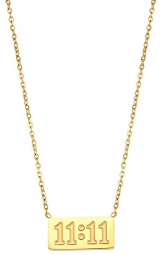 HIJONES Womens Stainless Steel 11 11 Angel Number Necklace Dainty Bar Pendant Necklace Choker Chain Numerology Jewellery Gold