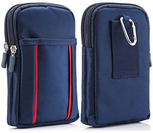 Handy Gürteltasche Klein Blau, Handytasche Gürtel Herren, Reißverschluss Herrentasche mit Gütelclip Gürteltaschen Schutzhülle Hüfttasche Bauchtasche Geldbörse Brieftasche mit Karabiner Gürtelschlaufe