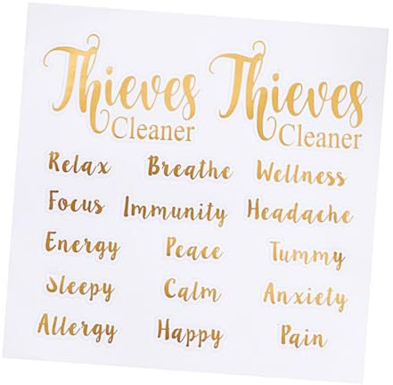 AOKWAWALIY 5blätter Teiliges Selbstklebender Etiketten Für Ätherische Öle Goldene Buchstabenaufkleber Zur Einfachen Identifizierung Von Flaschen Für Aromatherapie Und Organisation