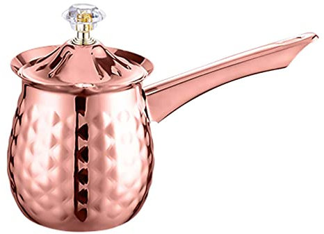 Duiaynke Türkische Kaffeekanne aus Edelstahl, Kaffee-, Milchaufschäumbecher, griechischer Topf, Schmelzkännchen, kleiner Topf, Milchwärmer, Kaffeeservice (Roségold, 200 ml)