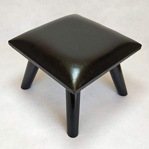 Ottomane Hocker Ottomane Fußhocker Holz Sitzhocker Fußstütze Ottomane, Ottomane Holzbeine Stuhl Fußhocker Ölwachs Leder/Schwarz/30 * 30 * 23Cm