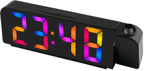 Edillas Digitaler Wecker mit LED-Großbild-Spiegelprojektion Wecker, Schlummermodus,USB betrieben,12/24H,Temperaturanzeige,Datumsanzeige Wecker, Wohnzimmer Schlafzimmer Nachttischwecker (Schwarz)