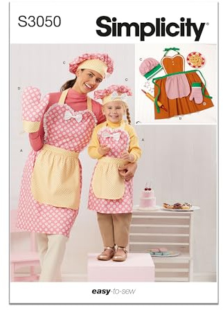 Simplicity SS3050A Schnittmuster-Paket für Kinder und Damen, Schürze, Handschuhe und Mütze, Design Code S3050, Größen S - L/S - L