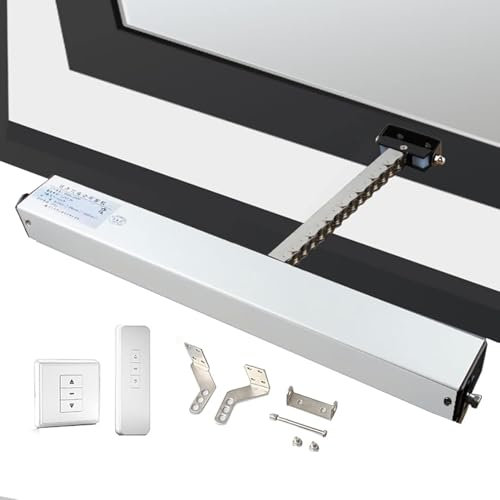 WhAeoy Apriporta Elettrico per finestre, Corsa 300mm-800mm, con Telecomando + Interruttore, Doppia Catena/Basso Rumore, Forza di Chiusura 400N/antifurto, per finestre da Tetto, Serre,1000mm