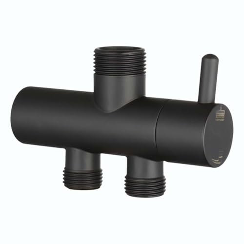 SHUGUANG Valvola Ad Angolo Nero Rubinetto Sottolavabo Ottone Rubinetto Lavatrice Diametro Interno 20 mm Installazione Filettata Rubinetto per Lavatrice Doppio Controllo Adatto per Balcone, Bagno