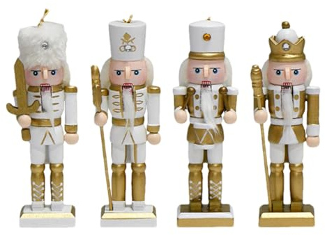 Lot de 4 figurines de Noël Casse-noisette en bois pour sapin de Noël - 12,7 cm - Figurine décorative de table sur l'arbre et travaux manuels de vacances pour festival