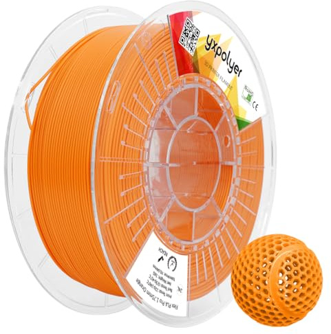 YXPOLYER Flexibles PLA Pro 3D-Drucker-Filament Orange für Airless Basketball luftlose Basketbälle, leichtes und hochelastisches Soft-PLA, 1,75 mm, 1 kg mit wiederverwendbarer PC-Spule