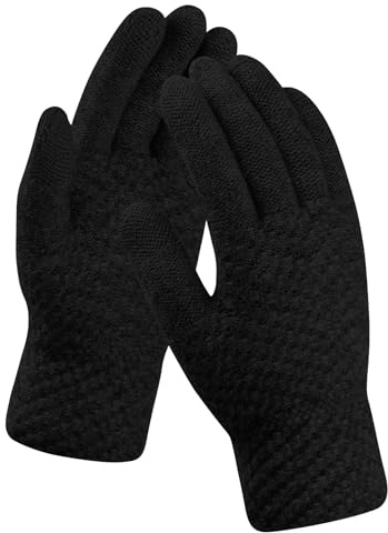 TAGVO Guantes térmicos de invierno para mujeres y hombres, con forro de felpa tejido, guantes suaves y cálidos para parejas, guantes táctiles para deportes al aire libre