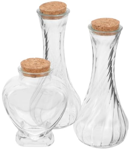 MAGICLULU Ensemble De 3 Bouteilles En Verre Transparent Pour Cérémonie De Sable Mariage Laïque Avec Bouchon En Liège Récipient Vide Polyvalent Pour Souhaits Et Décoration