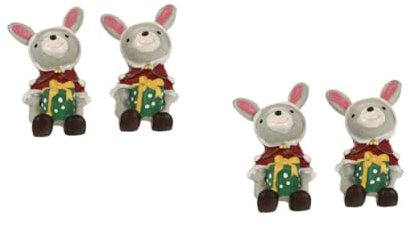 BESPORTBLE 4stücke Garten Deko Weihnachts Hase Figuren Für -landschaften Garten Und Balkon Dekoration Niedliches Design Für Festliche Anlässe
