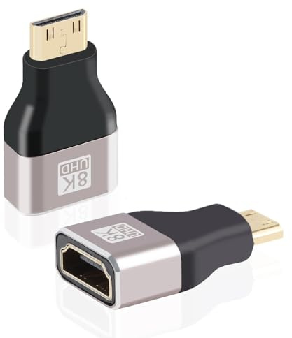 HLLYLL Mini-HDMI Adapter 2 Stück - 8K UHD Mini Stecker auf Buchse HDMI Kupplung 2.1 ARC HDR10+ Dolby Vision VRR ALLM 48Gbps für Kamera/PS5/Drohne/TV/HDTV/Tablet