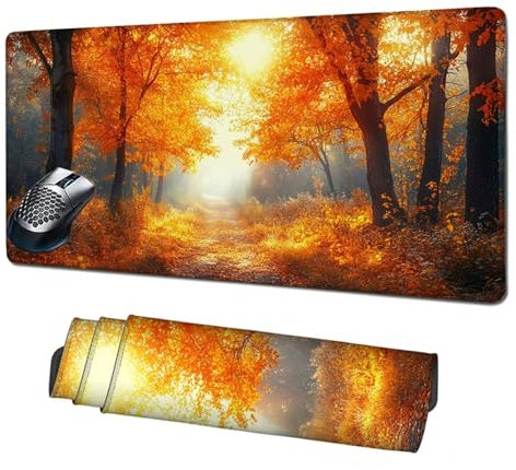 Alfombrilla Gaming,Alfombrilla Ratón Bosque Mouse Pad,Luz Sol Alfombrilla Escritorio 1600x800x3mm,Protector Escritorio Alfombrilla Antideslizante,Mejora Precisión y Velocidad,Accesorios PC X1-1422