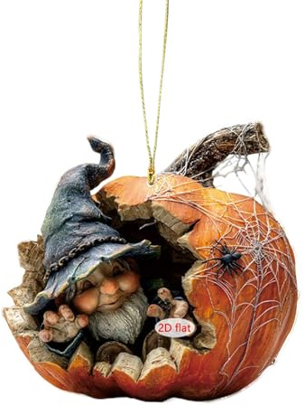Adornos De Halloween - GNOME Pumpkin | Accesorios Colgantes Acrílicos | Lindo Colgante Decorativo 2D para La Pared De La Puerta De Los Árboles | Llavero Festivo para La Decoración De