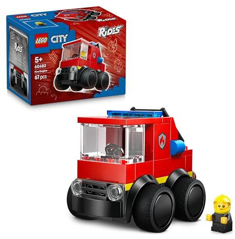 LEGO City Coole Flitzer – Löschauto - Spielzeug Feuerwehrwagen - Bauset für Fahrzeuge mit Junior Feuerwehrmann Minifigur - Mitgebsel für Partys - Kleines Geschenk für Jungen ab 5 Jahren - 60482