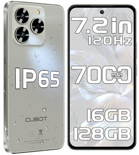 CUBOT Note 60 Mobile Phones - 7.2 & 120Hz, 7000mAh Smartphone Android 15, 16GB+128GB/1TB Phone, IP65 Waterproof, 48MP Camera SIM-Free & Unlocked Mobile Phones, 4G Dual SIM/Face ID/NFC/Dual Speakers