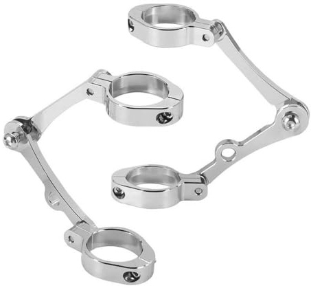 39mm 41mm Motorcycle Headlight Mount Bracket Turn Holder Aluminum Fork Tube Clamp Compatible With Universal Cafe Racer Chopper Bobber Custom Bikes(Chrome)