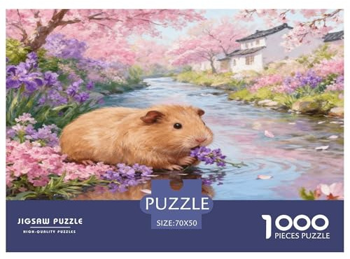 Puzzle Cobaye 1000 Pièces pour Adultes Et Enfants, Jeu De Société Convivial, Casse-tête Buisson Fleuri Ruisseau, DéCoration, Idée Cadeau 70x50cm/1000pcs