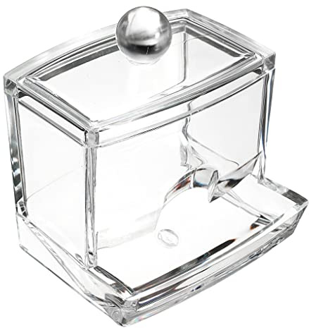 AZIDWERYQ Porta bastoncini di cotone Dispenser per dischetti di cotone acrilico Contenitore per cosmetici con coperchio Contenitore a sfera trasparente