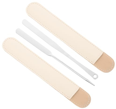 Hohopeti Espátulas Maquillaje Acero Inoxidable para Mezclar Cosméticos Diseño Ergonómico Herramienta Práctica para Mezcla de Base y Colores Fácil Limpieza para Maquillaje Profesional