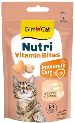 GimCat Nutri Vitamin Bites - Leckerer Snack mit Einer gezielt abgestimmten Rezeptur für das Wohlbefinden Deiner Katze - 1 Beutel (1 x 40 g)