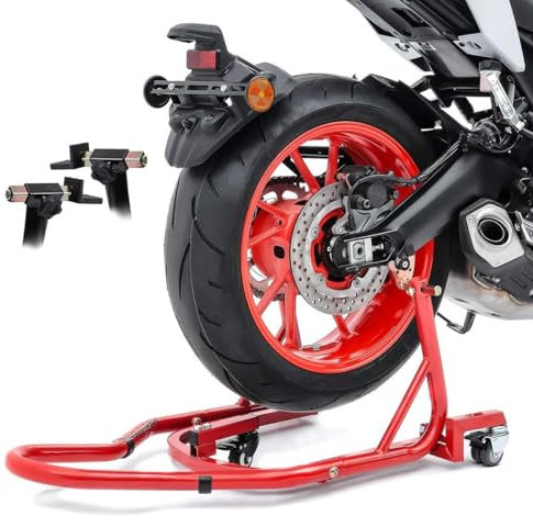 ConStands Mover II Universal - Motorrad Montageständer Kompatibel mit Honda NC 750 S Rot Hinten Rangierhilfe Hinterrad-Ständer Heber