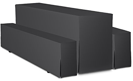 TexDeko® Hussen Bierzeltgarnitur gepolstert 5-teiliges Set Premium Blickdicht strapazierfähig 2 Bierbankhussen 1 Biertischhusse 220x50cm für Festzeltgarnitur (Anthrazit)
