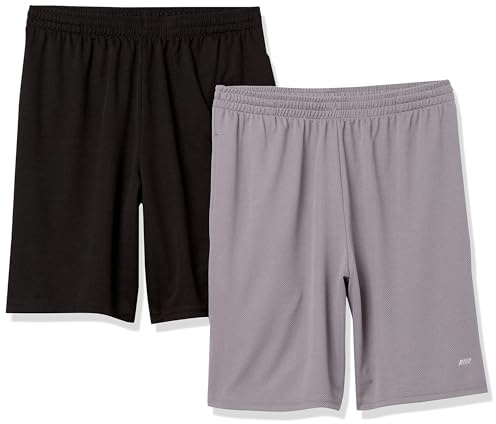 Amazon Essentials Herren Sportliche Basketballshorts, atmungsaktiv und feuchtigkeitsableitend, mit Loose Fit und elastischem Bund, 2er-Pack