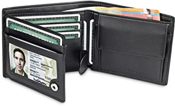 TRAVANDO Portafoglio Uomo „TOKYO“ con protezione RFID - Porta Carte di Credito nero con Portamonete, Borsellino, Portafogli in formato Orizzontale - Porta Banconote - Wallet con Portamonete