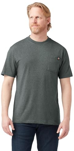 Dickies Short Sleeve Heavyweight Crew Neck Pocket T-Shirt Camisa Henley, Hunter Green Heather, XX-Large Hombres