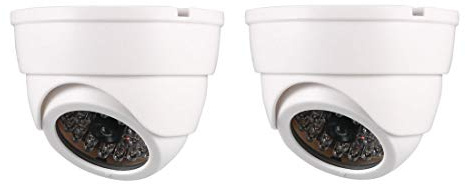 uxcell Fake Security Camera Dummy Dome CCTV with Blinking Red LED Warning Light for Home Outdoor Indoor White 2pcs