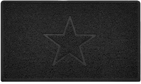 Nicoman Estrella - Felpudo Logotipo en Relieve Rizos de Vinilo Entrada Bienvenido Lavable Alfombra - (Usar en Interiores y Exteriores), Medio (75x44cm), Negro