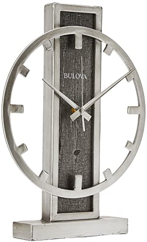 Bulova B1864 Streak Tabletop Clock, Aged Silver-Tone 2.63 x 12 x 16