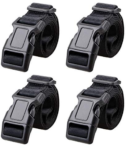 Azarxis 4 Pezzi Cinghie per Valigie, Cinghie di Fissaggio per Bagagli con Sgancio Rapido, Cinture di Sicurezza Nere per Moto Valigie Zaini Borse e Pacchi (#01 Nero - Larghezza 25mm, 1m)
