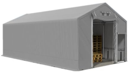 Das Company Lagerhalle 6x10x2.5m grau extra dauerhaft feuersicher wasserdicht ganzjährig Industriezelt haltbar Stahlseile 600g/m² PVC Polar Plus SFR - Pavillon - Partyzelt - Zeltgarage - Lagerzelt