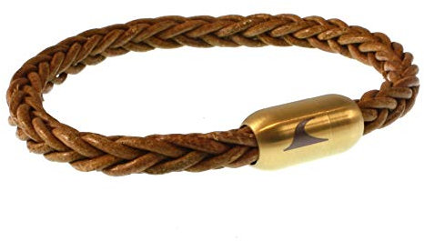 WAVEPIRATE® Echt Leder-Armband Sylt Z8 F Cognac/Gold 18 cm Edelstahl-Verschluss in Geschenk-Box Männer Damen Herren