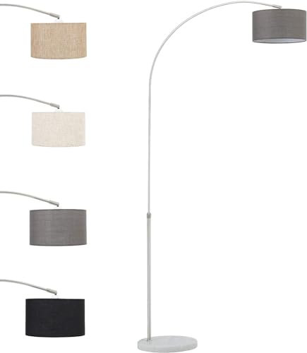 FUKEA Floor Lamp Arched Floor Light Standing Reading Lamp with Lamp Shade, Height Adjustable Flexible Gooseneck Standing Light for Living Room, Bedroom, Office and Dorm (Grey)
