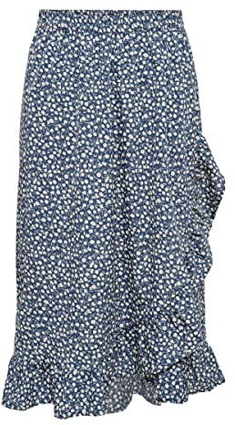 ONLY Damer Onlolivia Long Wrap Skirt WVN Noos Rock, Blå Mirage/Aop: tonal Ditsy, M