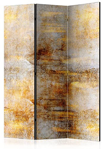murando Raumteiler Foto Paravent Textur 135x172 cm beidseitig auf Vlies-Leinwand Bedruckt Trennwand Spanische Wand Sichtschutz Raumtrenner Design Ornament Orient Strdetur Gold grau f-A-0865-z-b