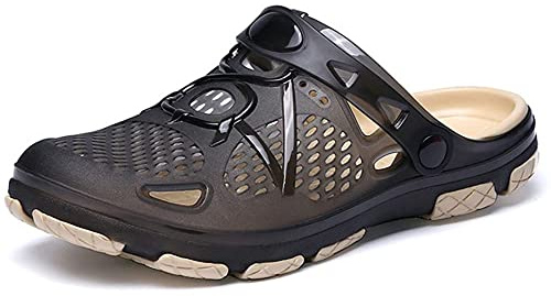 Mens Clogs Lightweight Garden Sandals Breathable Clogs for Men Summer Slippers Casual Mules Outdoor Pool Beach Yard Black Size UK 10