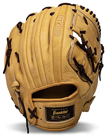 Franklin Sports CTZ5000 Baseball Fielding Glove - Cowhide Leather Mitt - 12.0 2-Piece Basket Web for Infielders + Pitchers - Camel