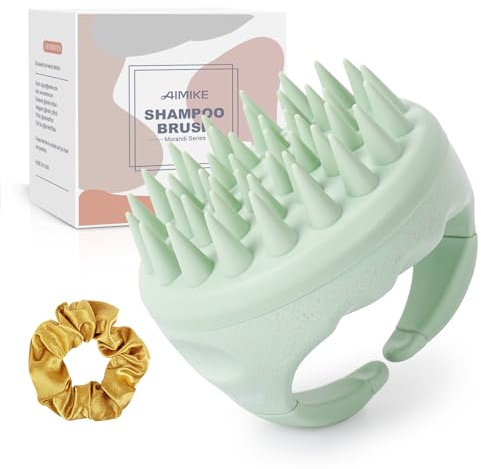 AIMIKE Kopfmassage Bürste, kopfmassage und stimulieren das Haarwachstum, Tiefenreinigende Kopfhaut Massagebürste， Reduziert Schuppen, Scalp Massager für Nass Trocken Haar(Grün)