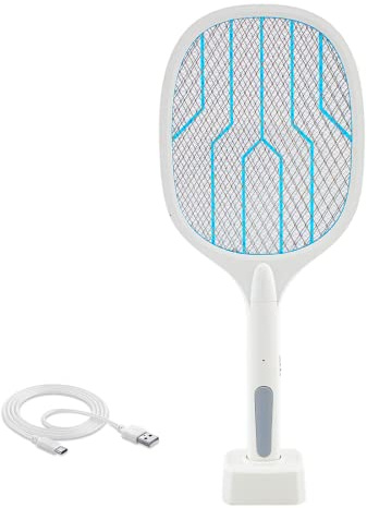 Mediawave Store - Raqueta Fulmina Insecticida, eléctrica, carga USB, luz UV, antizante, insecticida, Fulmina Insecticida, lámpara para mosquitos, moscas, insectos, interiores, exteriores, casa, jardín