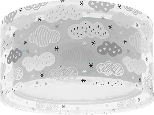 Dalber Deckenlampe kinderzimmer, Deckenleuchte für Kinder Clouds Wolke Grau, Deckenlampe Kinderzimmer, 41416E, E27