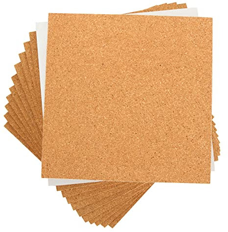 YOUNTHYE Lot de 10 tableaux en liège autocollants carrés de 21 cm, 6 mm d'épaisseur, petits tableaux d'affichage avec dos adhésif pour décoration murale, loisirs créatifs