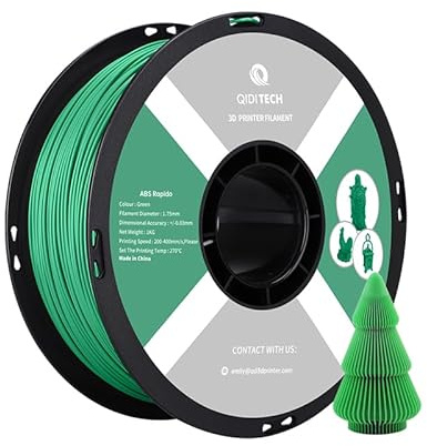 QIDI TECH ABS Rapido Filament 1.75mm, 3D Drucker Filament ABS 1kg Spule (2.2lbs), geeignet für Hochgeschwindigkeitsdruck,Fit die meisten FDM 3D Drucker, hochbeständig,Grün