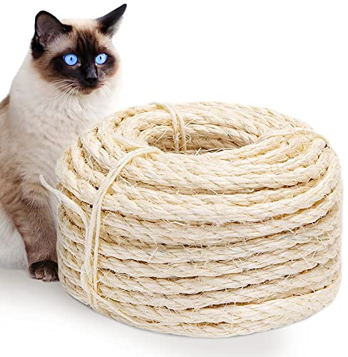 Abio Sisalseil für Kratzbaum 10mm 50m Sisal Seil 100% Natur Katzen Zubehör Haushalt Garten Dekoration DIY Kratzseil 10mm 50M