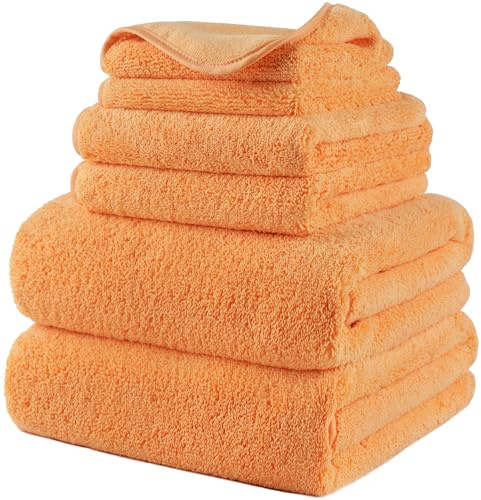 Polyte - Handtuch-Set - schnelltrocknende & fusselfreie Mikrofaser - 6-teilig (Orange)